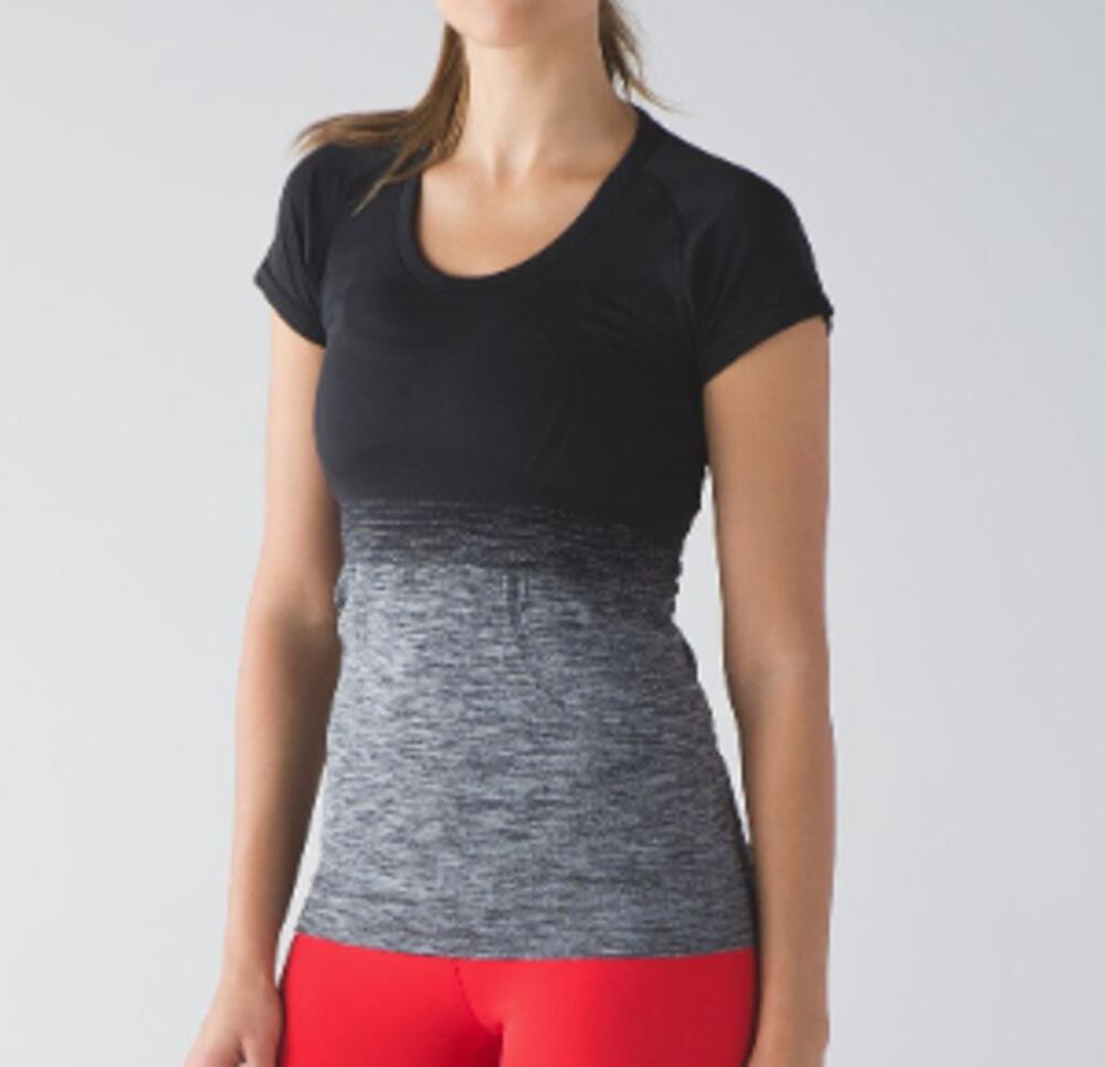 Lululemon Swiftly Tech Scoop Short Sleeve Black Gray Ombre Size 8  Rare EUC